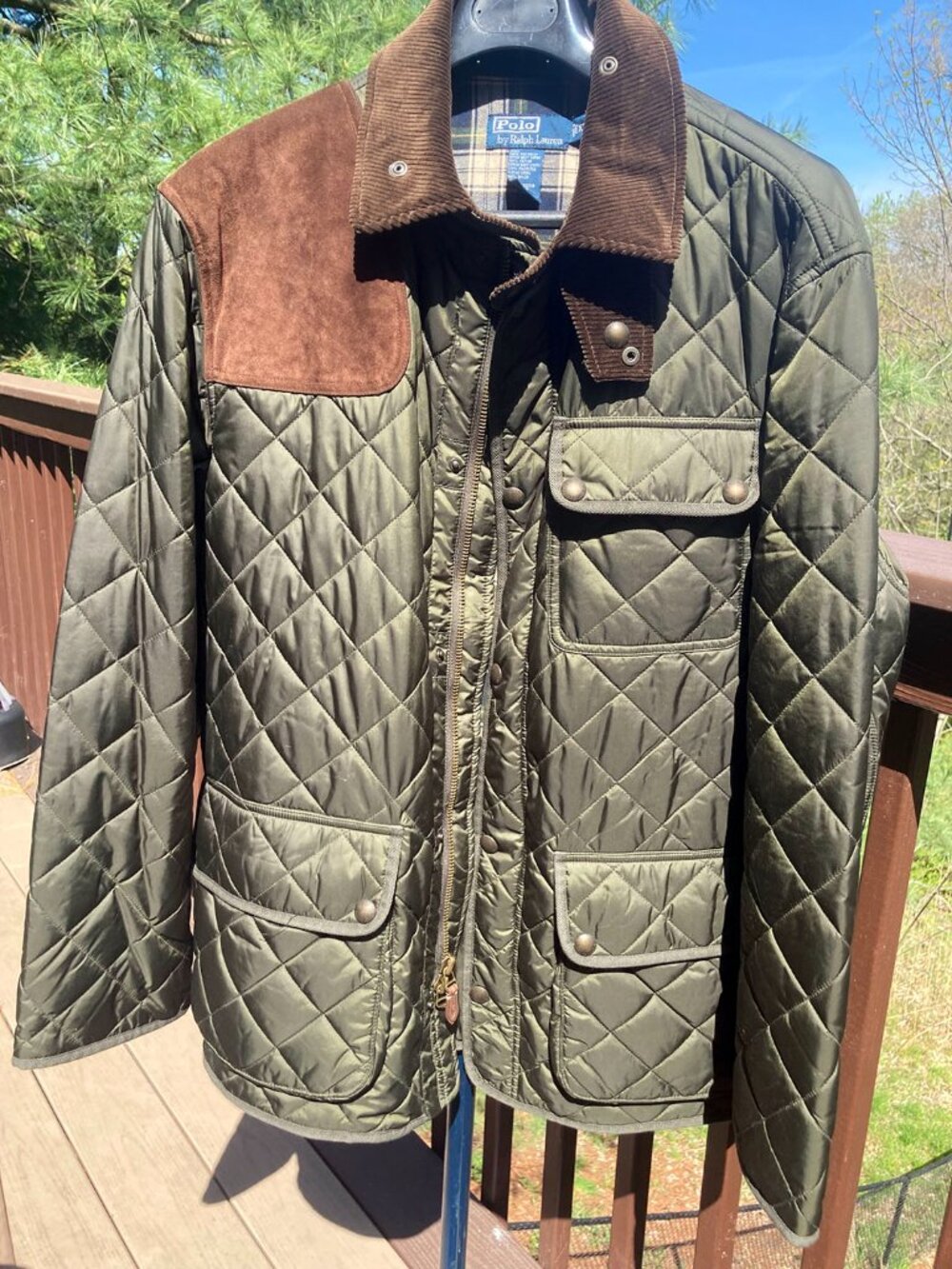 Polo Ralph Lauren Quilted Barn Puffer Jacket , Corduroy Accents, Extra Large, XL